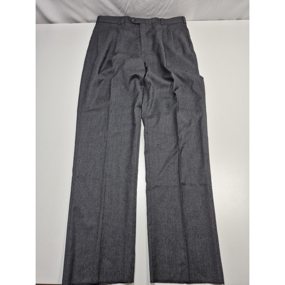 VTG John Alexander Dress Pants Mens 40x36 Gray Wool Pleated Straight FLAW